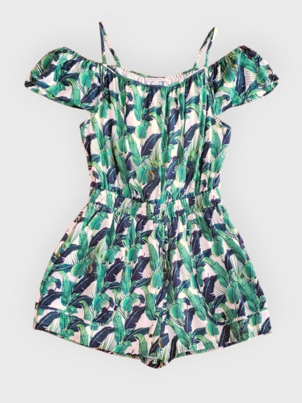 Women's Silk Tropical Palms Short Romper